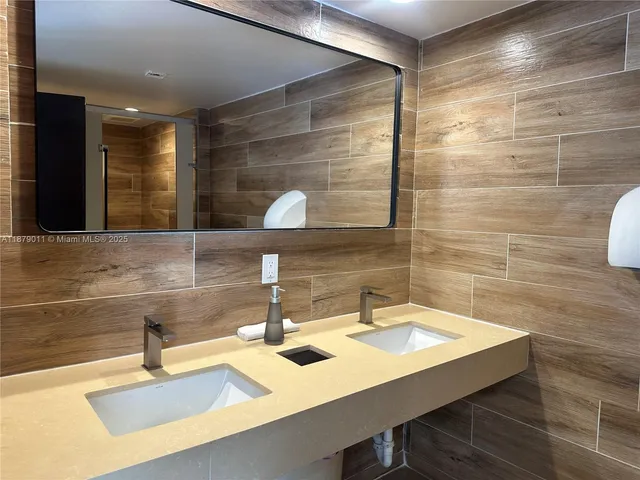 a front view of a multi story building