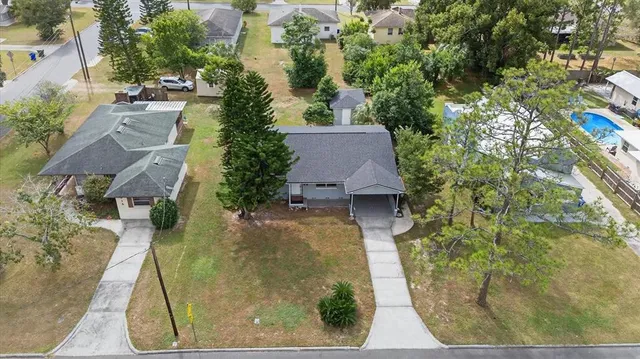 an aerial view of a house