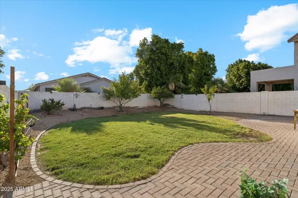a view of a swimming pool with a yard