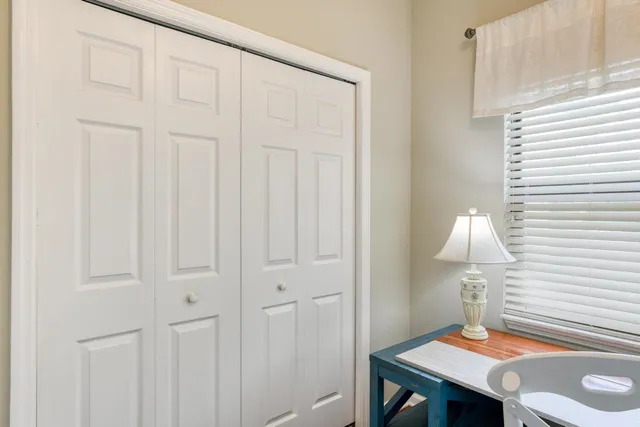 a workspace room with a table