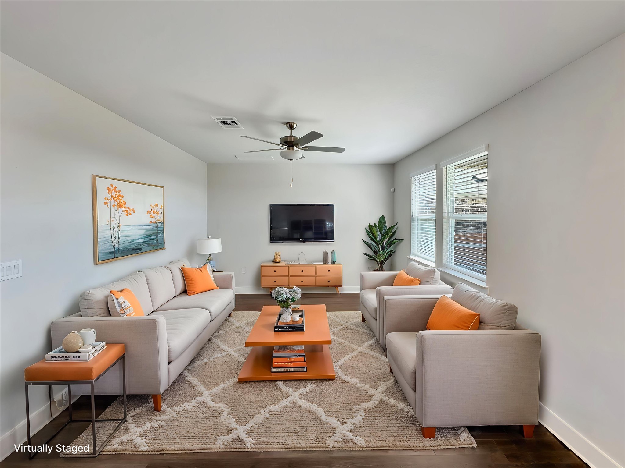 1704 Carvin Way Pflugerville, TX 78660 - Photo 13 of 30 Living area with ceiling fan and wood finished floors