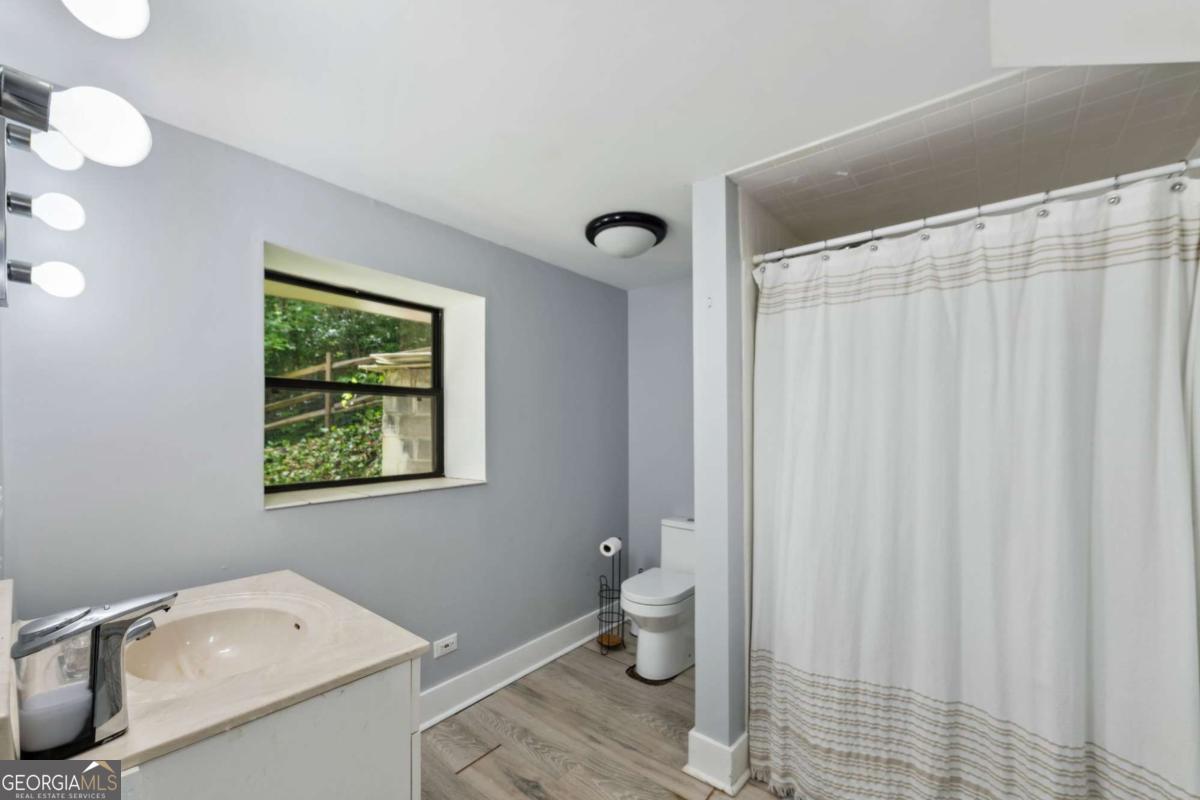 10323 Grassy Mountain Road Ellijay, GA 30540 - Photo 26 of 70 a bathroom with a toilet a sink and a bath tub
