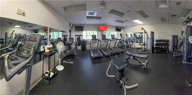 a view of a room with gym equipment