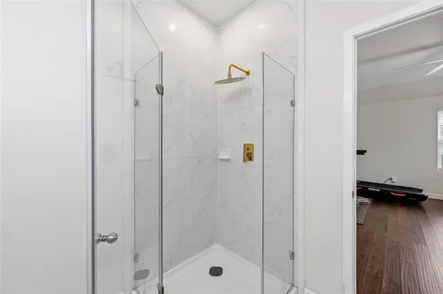 a bathroom with a shower