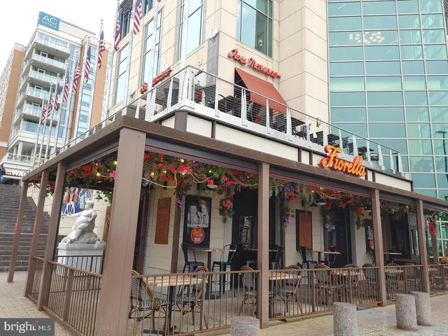 a view of a building with glass door