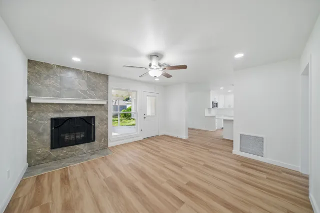 a view of a livingroom with a fireplace