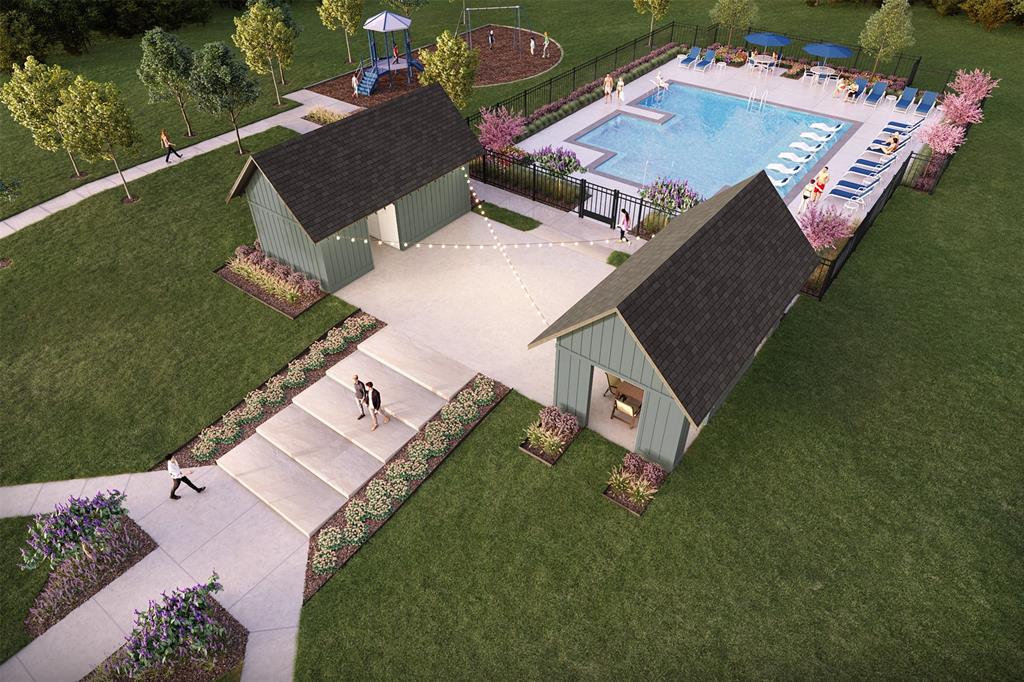 7508 Cloverleaf Court Krum, TX 76249 - Photo 5 of 14 an aerial view of a house with a garden and swimming pool