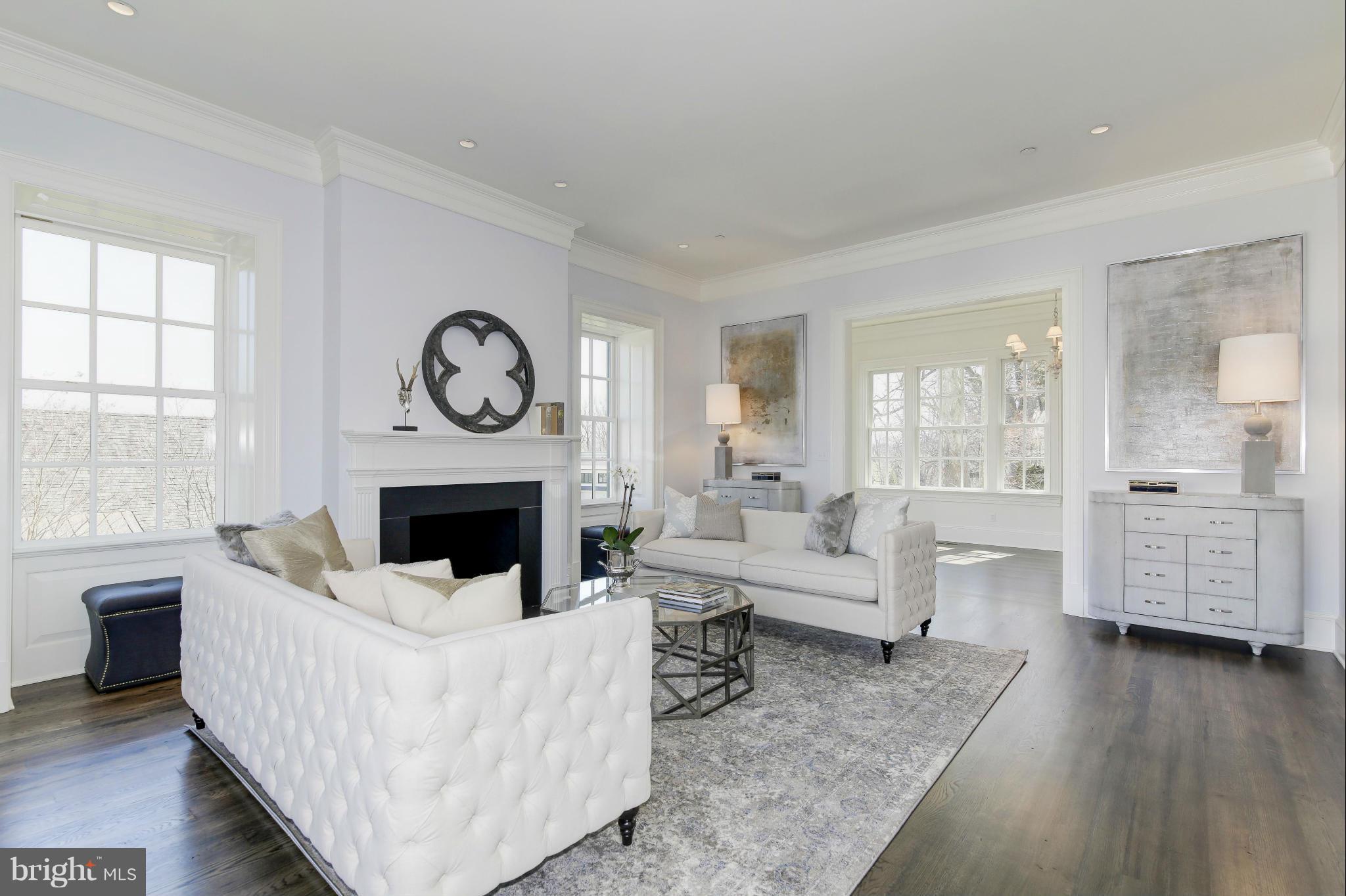 4450 Deerfield Road Washington, DC 20007 - Photo 3 of 28 a living room with furniture and a fireplace