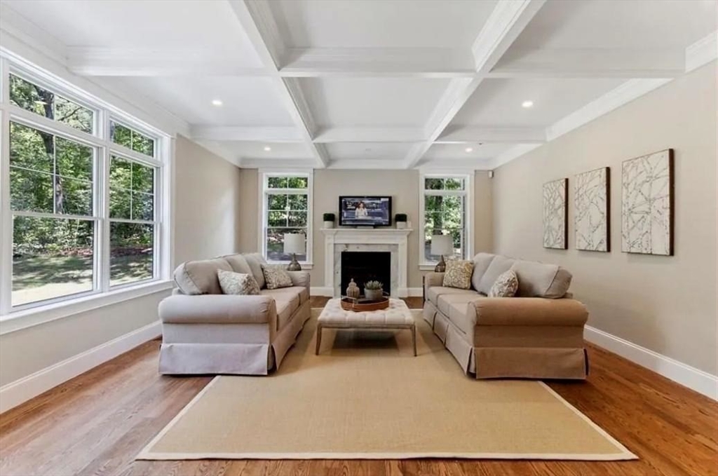 56 Blossomcrest Road Lexington, MA 02421 - Photo 4 of 29 a living room with furniture and a fireplace