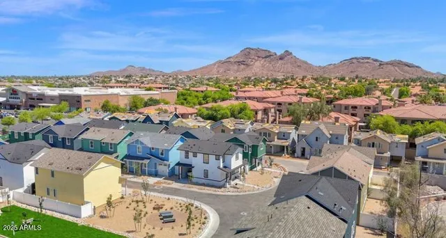 a view of a city with a mountain