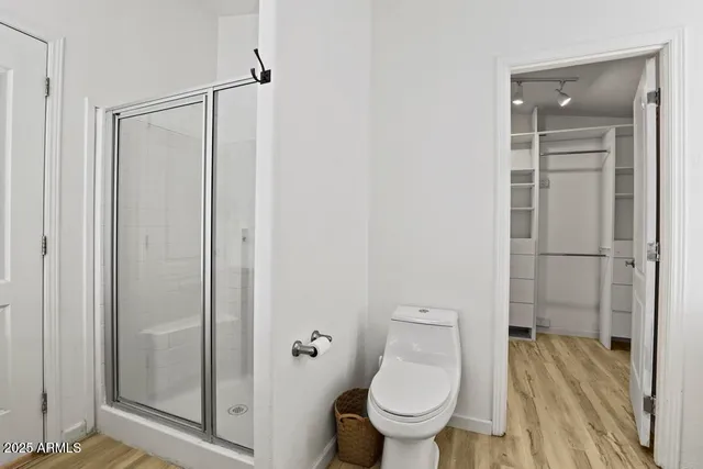 a bathroom with a bathtub