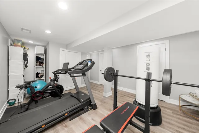 a room with gym equipment