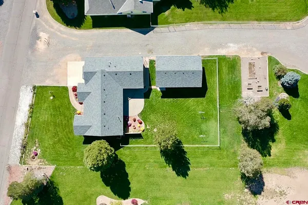 an aerial view of a house