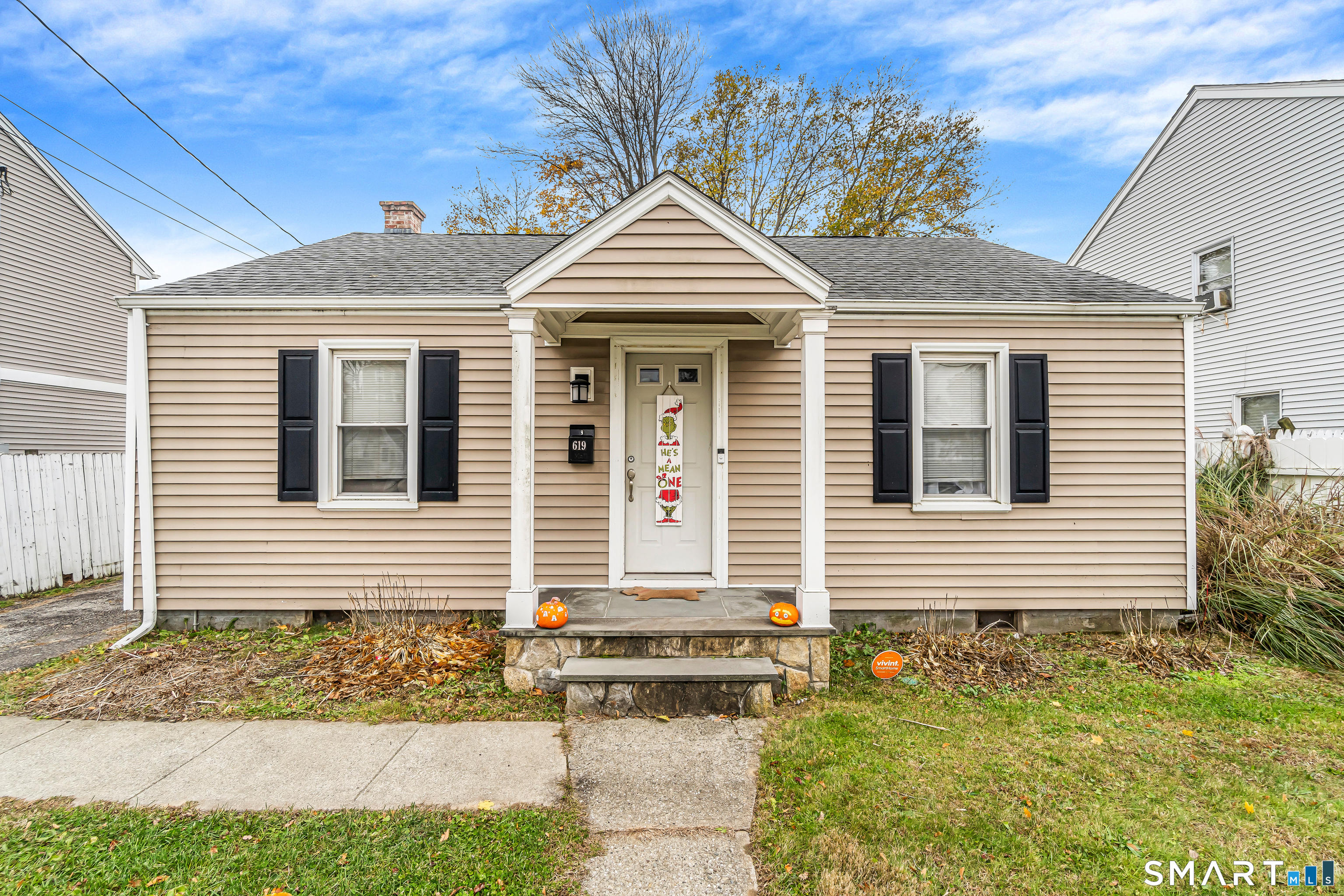 a front view of a house