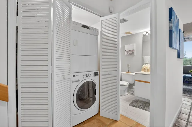 a view of a balcony with mountain view