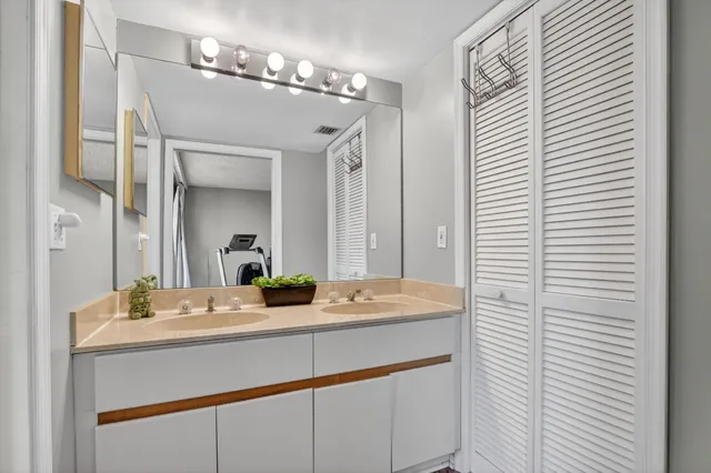 a view of a building with a garden