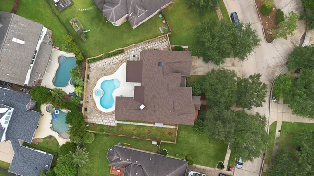 an aerial view of a house