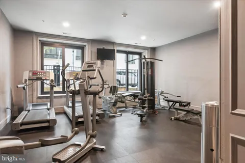 a view of a room with gym equipment