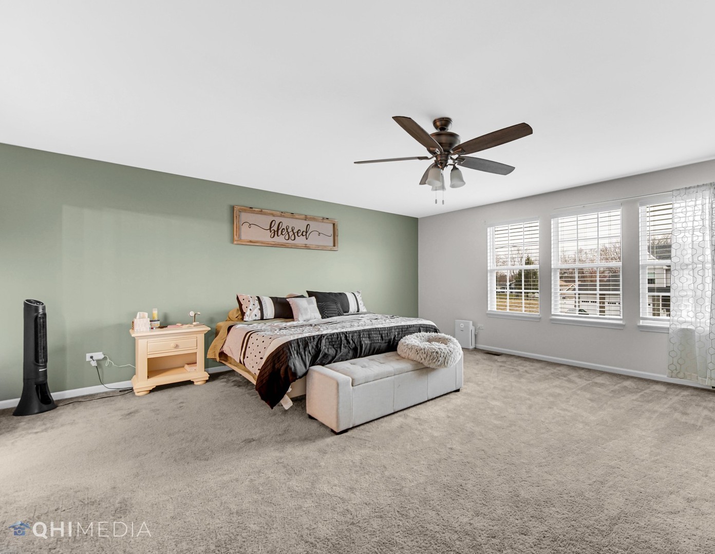 1636 Edentenny Road New Lenox, IL 60451 - Photo 8 of 19 a spacious bedroom with a bed and a ceiling fan