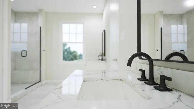a bathroom with a sink and a shower