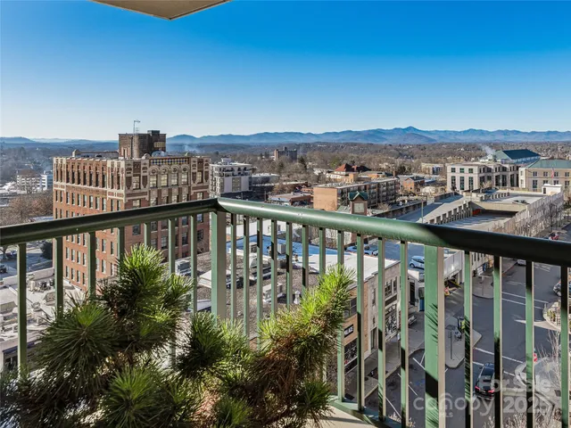 a view of a city from a balcony