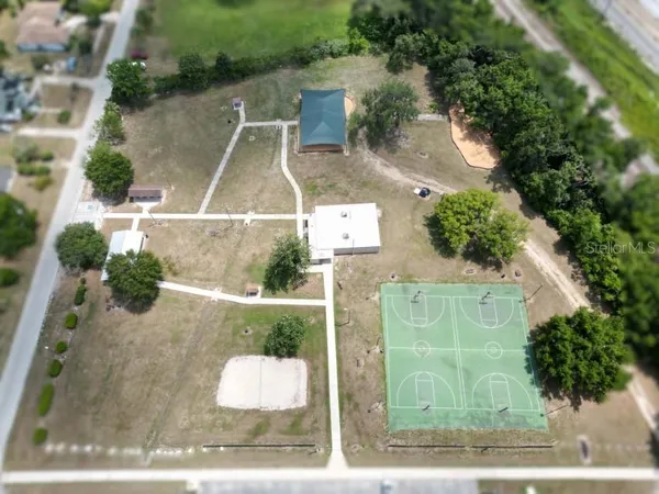 an aerial view of a house