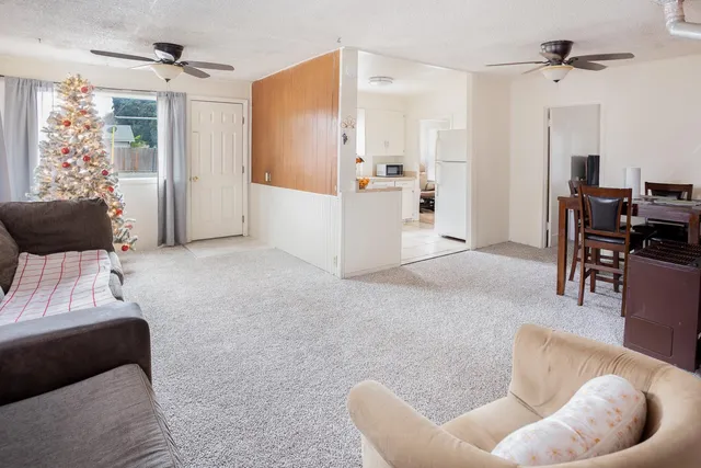 a living room with furniture and a couch