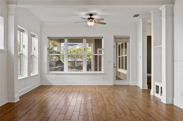 a view of a swimming pool with a patio