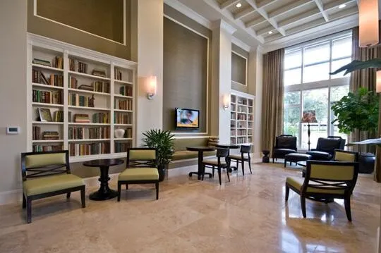 a building outdoor space with patio furniture