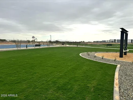 a view of a lake with a big yard