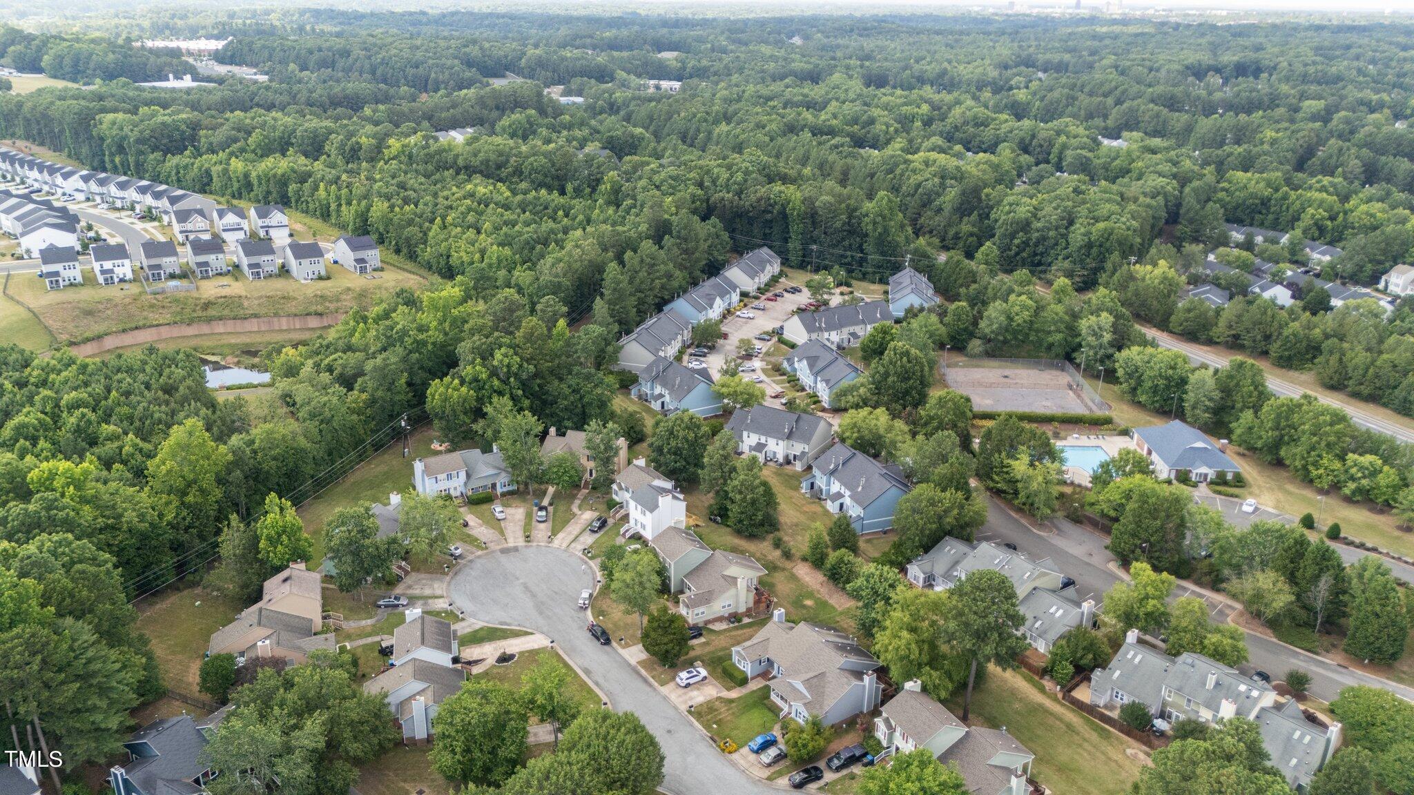 3520 Rawdon Drive Durham, NC 27713 - Photo 28 of 30 an aerial view of a city with lots of residential buildings