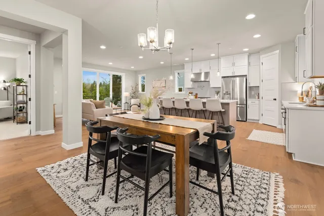 a view of a dining room and livingroom view