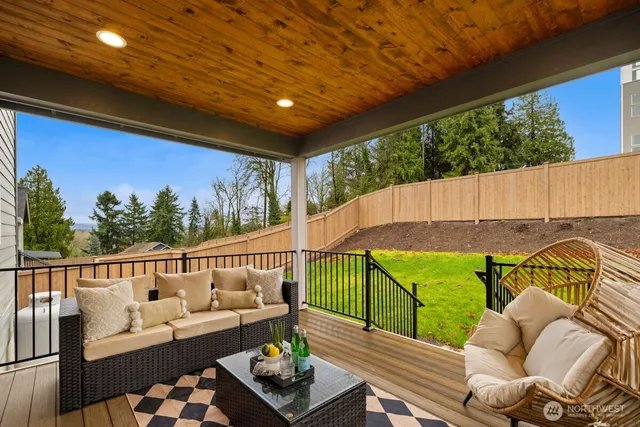 a balcony with furniture