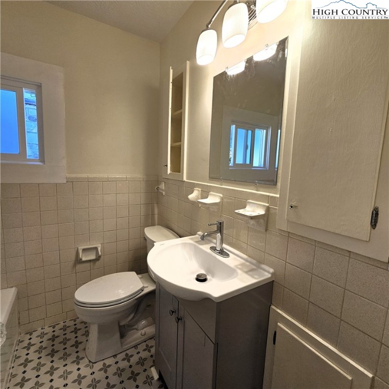 254 Green Street Boone, NC 28607 - Photo 32 of 48 a bathroom with a sink a toilet and a mirror