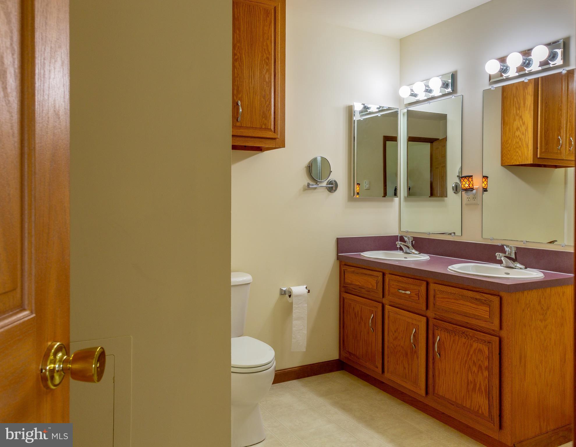 11428 Hill Road Keymar, MD 21757 - Photo 11 of 30 a bathroom with a granite countertop sink toilet and mirror