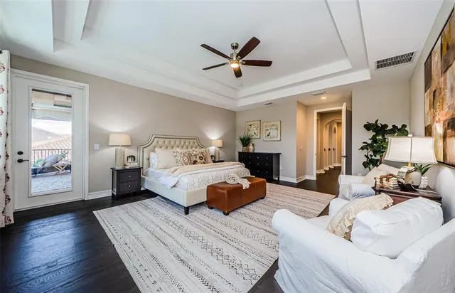 a view of a park with swings and slides