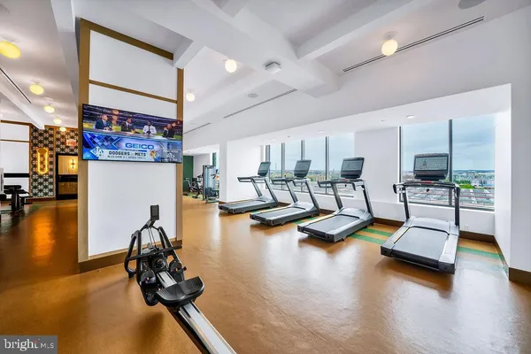 a view of a room with gym equipment
