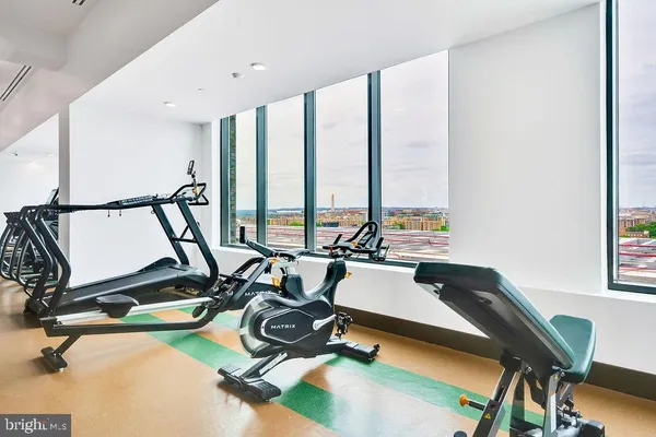 a view of a room with gym equipment