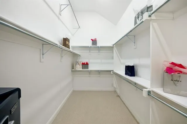 a storage room with cabinets