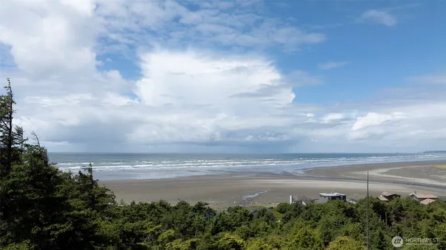 a view of a lake with a city