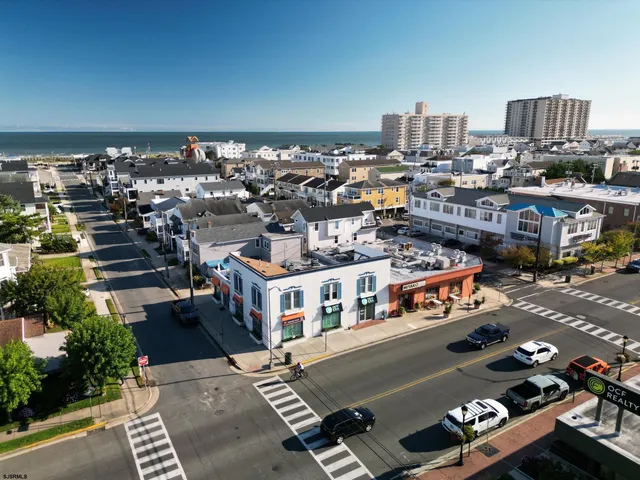 a city view with tall buildings