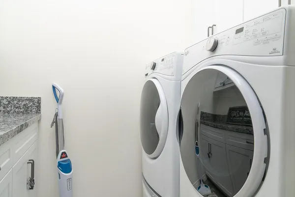 a close view of washer and dryer