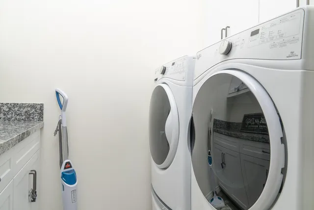 a close view of washer and dryer