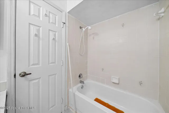 a bathroom with a bathtub