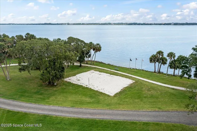 a view of a lake from a yard