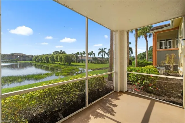 a view of a balcony with lake view
