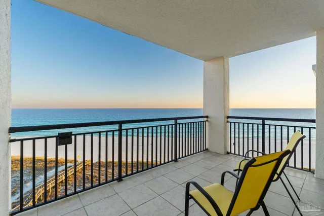 a view of a chairs in a balcony