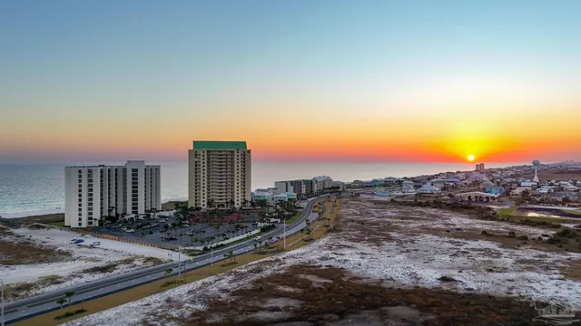 a view of a city with ocean