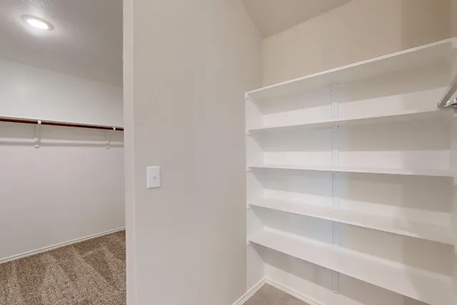 a view of an empty walk in closet