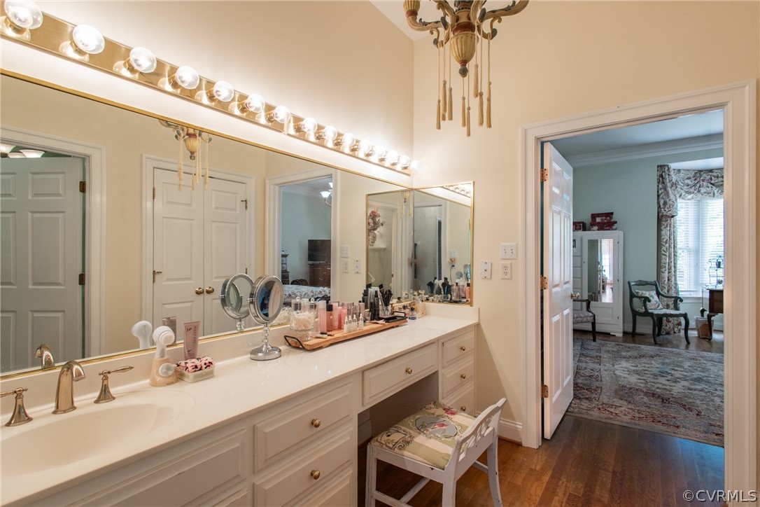 369 Hamlet Road Manakin-Sabot, VA 23103 - Photo 24 of 50 a bathroom with a double vanity sink a mirror and a shower